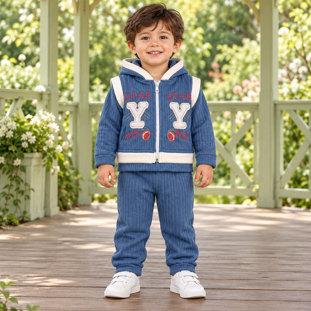 Kids Blue Zip-Up Hoodie & Trouser Set | 4 Months–8 month