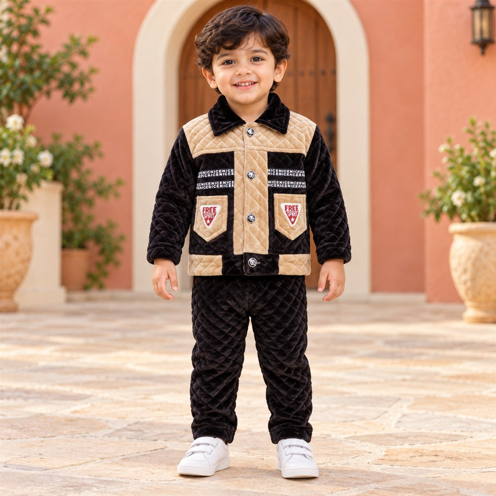 “Baby Black & Beige 2-Piece Suit | 3–11 Months”