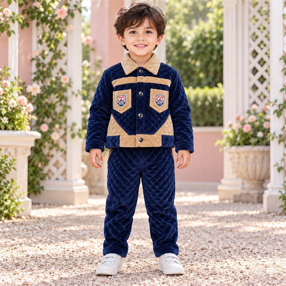 Baby Navy Blue & Beige 2-Piece Suit | 5–11 Months”