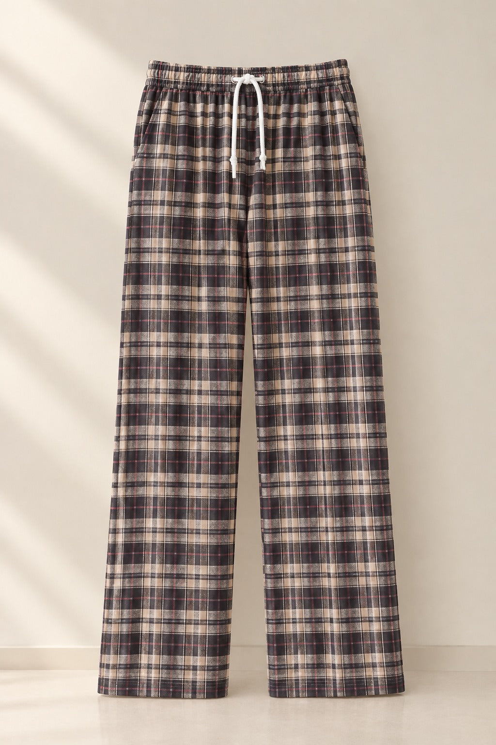 Plaid Drawstring Lounge Trousers
