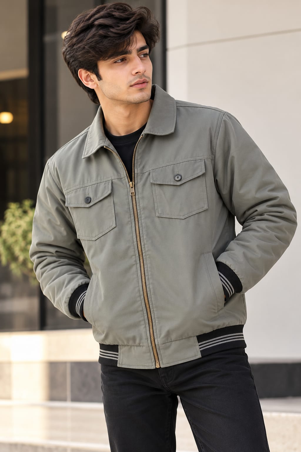 Men’s Navy Blue Zip-Up  Kutrai Jacket